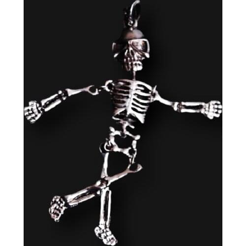 3pcs Silver Plated Large Hip Hop Skeleton （Joints Can Move） Metal Pendant DIY Charm Necklace Earrings Jewelry Crafts Making M565