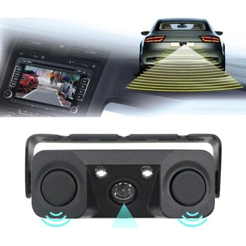 3 IN 1 Car Reverse Backup Rear View Camera Reversing Auto Parking Sensors Radar Detector Waterproof Kits
