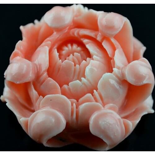 30mm Large Flower Blood Tridacna Pink Shell Carved Beads Fit For Pendant and Necklace Making Materials 10pc/lot