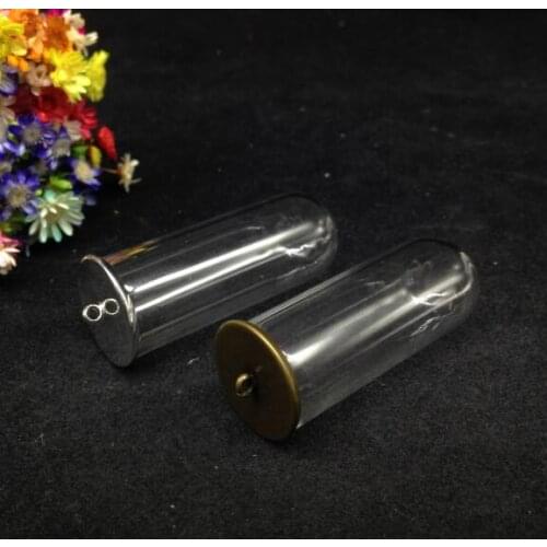 300sets/lot 50*18 bell jar shape glass globe silver/gold bronze plated base set glass bottle necklace diy pendant glass vial jar