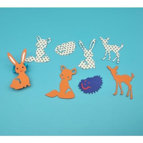 4 animal rabbit, fox, deer, hedgehog Metal cutting knife mold Scrapbook stamps Paper card photo album decoration