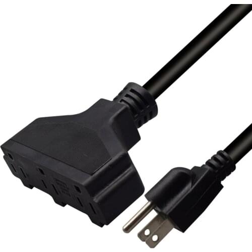 5.9FT,NEMA5-15P TO 3X5-15R American standard power extension cord,American standard male plug to female socket conversion line