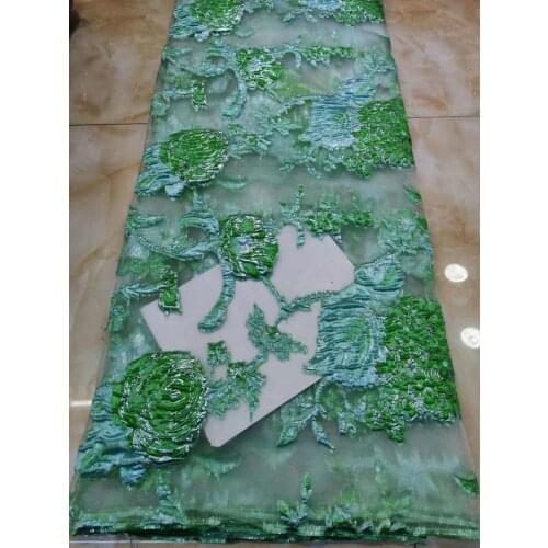 5yards/pc) Very beautiful mint green African tulle lace fashion jacquard embroidered French net lace fabric for party FHS054