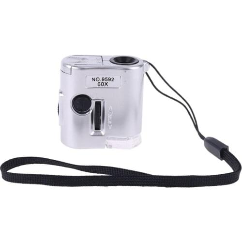 60 X Microscope Jeweler Loupe Lens Illuminated Magnifier Glass With LED UV Light Drop Ship