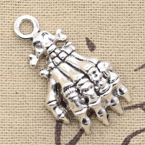 8pcs Charms Skeleton Hand 38x21mm Antique Silver Color Plated Pendants Making DIY Handmade Tibetan Silver Color Jewelry
