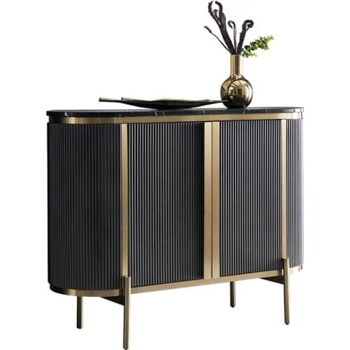 American light luxury marble side cabinet living room wall modern double door cabinet storage locker porch platform