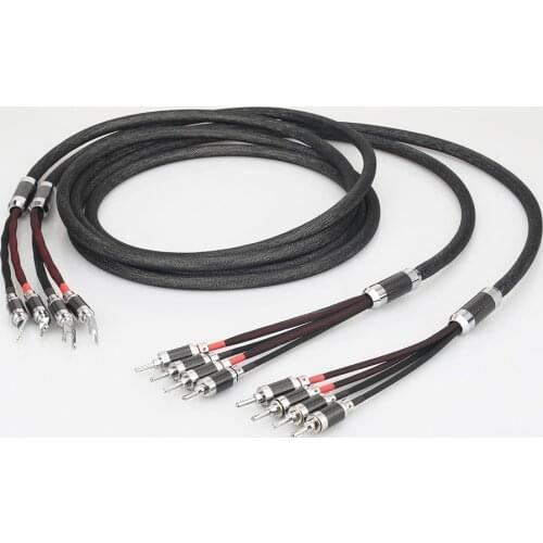 Audiocrast SC316AG 100% Pure Solid Silver Audiophile Speaker cable Biwire Carbon Spade to banana plug Loudspeaker Cable HIFI
