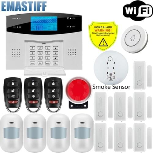 Wireless WIFI GSM Home Security Alarm System For Tuya Smart Life APP With Motion Sensor Detector Compatible With Alexa & Google
