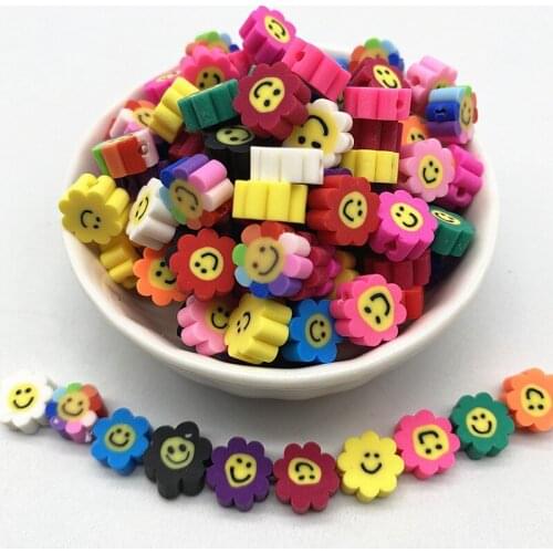 New 30pcs/Lot 10mm Sunflower Shape Clay Spacer Beads Polymer Clay Beads For Jewelry Making DIY Charms Bracelet Necklace