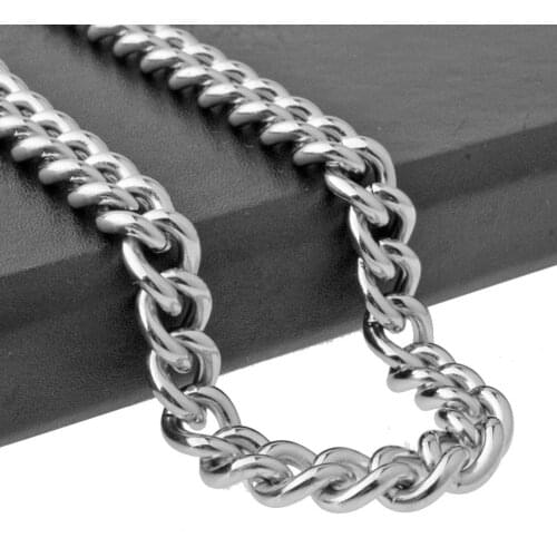 High Quality 9mm Stainless Steel Silver Color Cuban Curb Link Chain Mens Womens Necklace Or Bracelet 1PCS Handmade Jewelry