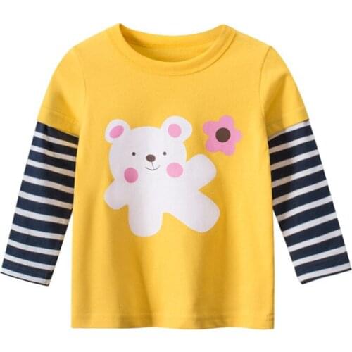 2-8T Cute T Shirt For Girls Toddler Kid Baby Clothes long sleeve Cartoon Tee Basic Top Striped tshirt Elegant Lovely Outfit