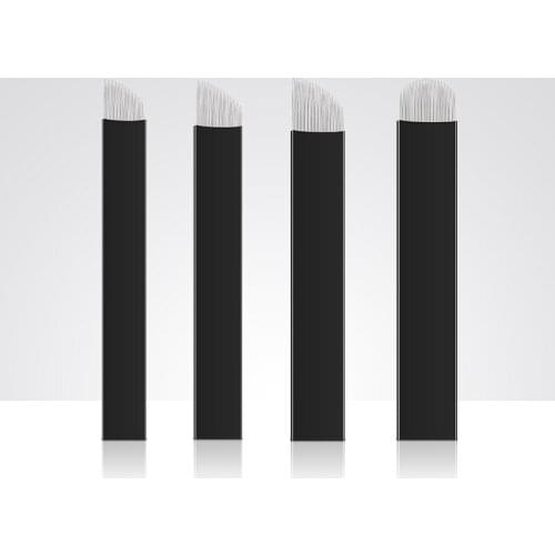 100pcs 0.18mm Lamina Tebori Flex Microblading 12 14 16 18 U shape Tattoo needles for Permanente makeup Eyebrow Blades Manual pen