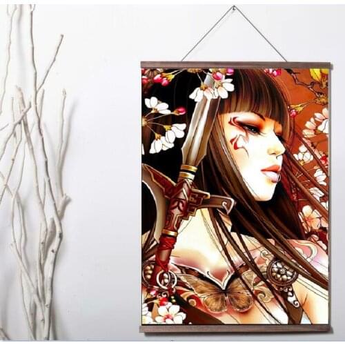 Janpan Anime Girl Modern Art Print canvas Poster Canvas Scroll Painting with wood