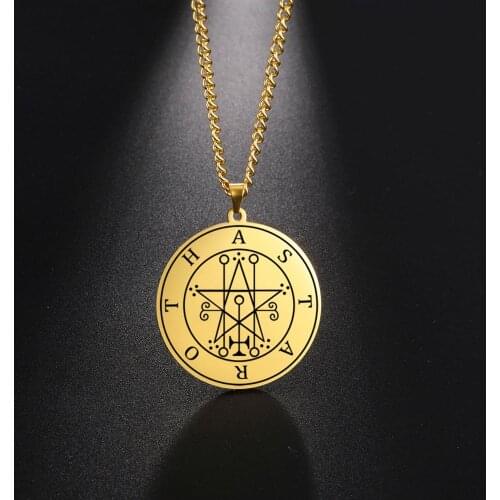 LIKGREAT Star Vintage Necklace Men Mighty Strong Duke Astaroth Stainless Steel Pendant Protection Solomon Amulet Jewelry