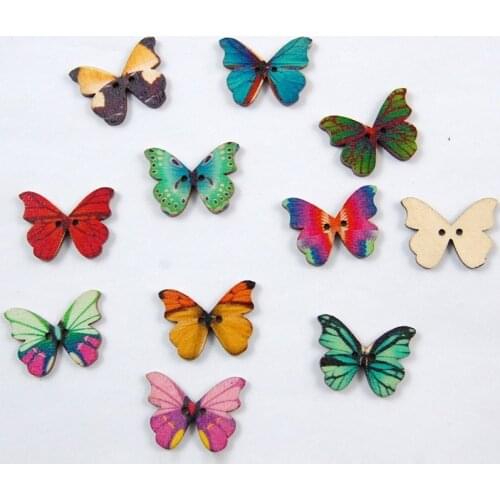 Missxiang New DIY Childrens Wooden Buttons Can Be Painted Log Cartoon Butterfly Button Beads Earrings Accessories