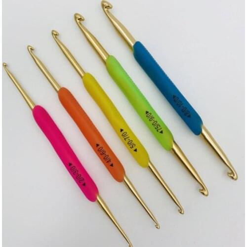 Multicolor Double Knitting Needles Soft Grip Handle Yarn Crochet Needle Weaving Crochet Hook Needles DIY Sewing Craft Tools