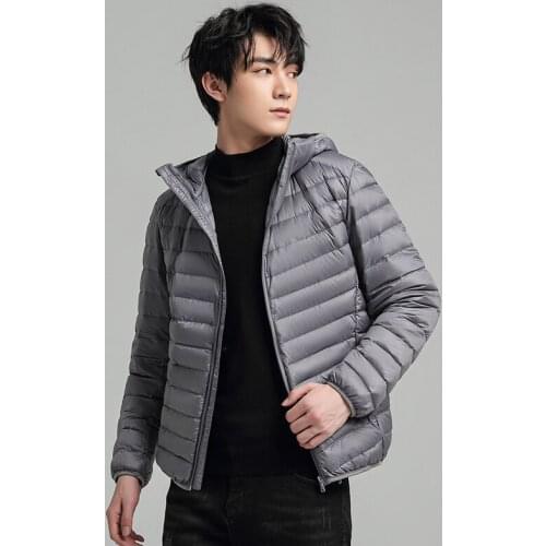 MenS Light Down Jacket Gentleman 2021 Autumn Winter New Korean Wind Proof, Warm And Water Proof Short Duck Down Hooded Coat