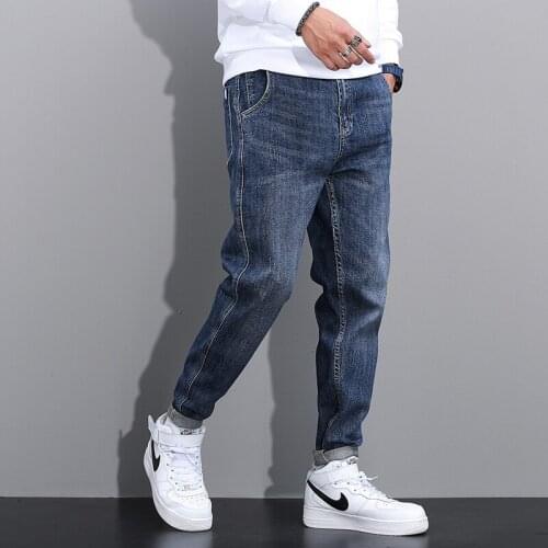 Korean Vintage Fashion Men Jeans Retro Blue Casual Cotton Denim Harem Pants High Quality Streetwear Slim Fit Designer Jeans Men