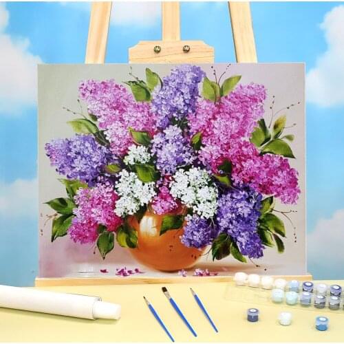 Flower Painting By Numbers Kit Oil Paints 50*70 Canvas Pictures Home Decoration For Children Handiwork Handicraft