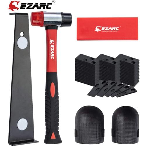 EZARC Laminate Wood Flooring Installation Kit with 60 Spacers,Pull Bar, Rubber Tapping Block, Double-Faced Mallet, Foam Kneepads