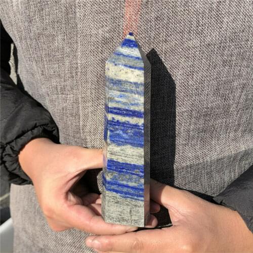 Natural Rock Lapis Lazuli Quartz Crystal Stone Point Healing Wand Obelisk
