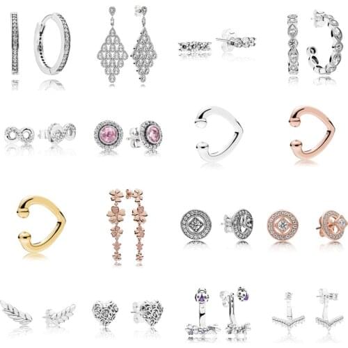 NEW 2021 100% 925 Sterling Silver Gem Earring Women Fit DIY Original Bracelet Fshion Jewelry Gift