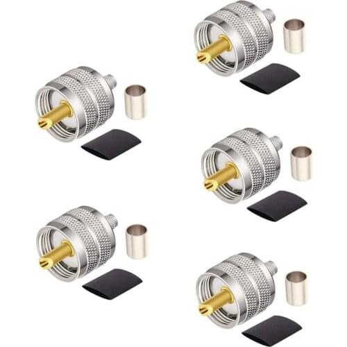 PL259 Crimp Connector 5PCS UHF Male Plug Crimp Connector PL259 Male-Plug Crimp Connector For RG58 RG400 RG142