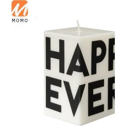 Original Design Handmade Square English Ink Aromatherapy Decorative Candle Fragrance Holiday Gift