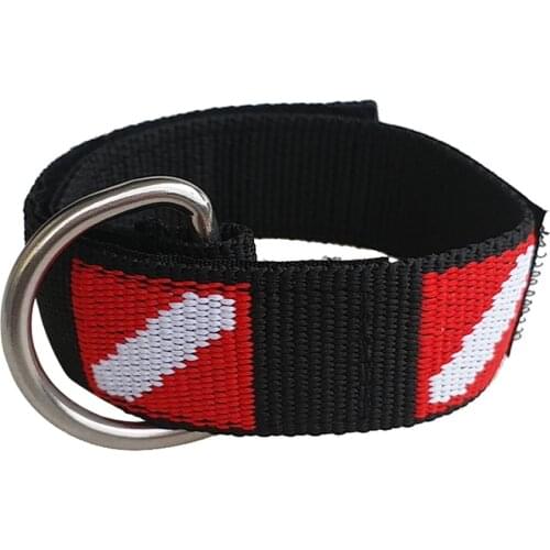 Perfeclan 35cm/13.8'' Scuba Diving Wrist Band Strap Webbing with Magic Sticker Black Red Diving Wrist Strap
