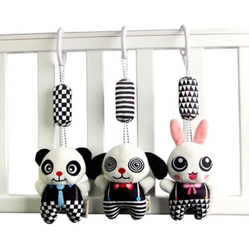 New Baby Bed Hanging Toy Panda Hanging Spiral Rattle Cart Pendant Interactive Early Education Tool Newborn Stroller for 0-3 Year
