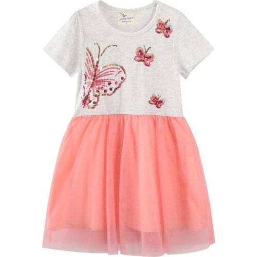 2021 Summer Princess Mesh Dress Children Costume For Girl Birthday Party Prom Clothes Short Sleeve Dress Kid Butterfly Cute Wear