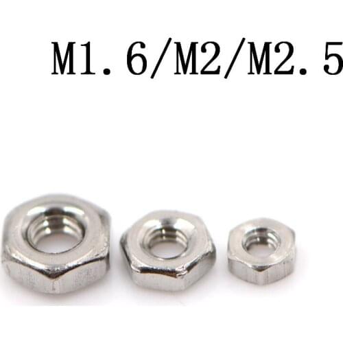50Pcs/10pcs M1.6,M2,M2.5 304 Stainless Steel Metric Thread Hex Nut Hexagon Nuts