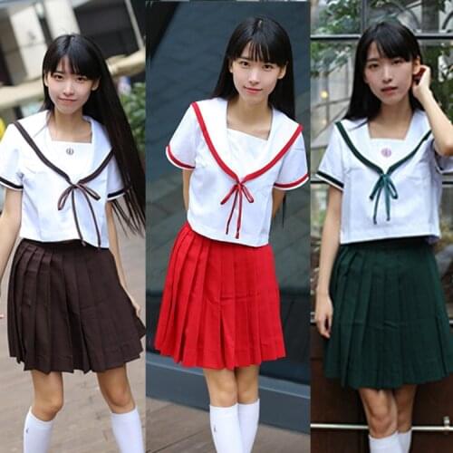 Girls Short-sleeved School Uniform Lady Sailor School Uniforms Custom Japanese Series Splice Collar Sailor Uniform D-2011