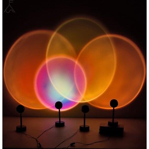 Modern LED Sunset Desk Lamp for Home Decoration Atmosphere Stand Lamp Bedroom Living Room Colorful Sunset Desk Light Lighting