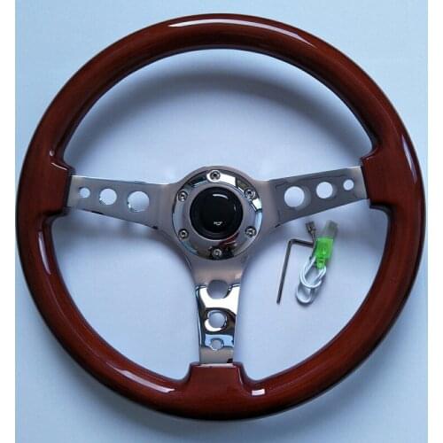 14-Inch round Hole 35cm Solid Wood Nanmu Retro Refitted Vehicle Steering Wheel Electroplated All Models Universal