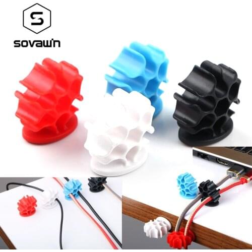 SOVIWN Cable Winder 1pcs Wire Holder Self-Adhesive Strong Sticker Cable Holder Desktop Tidy Management Clip For MP3 Mouse Winder