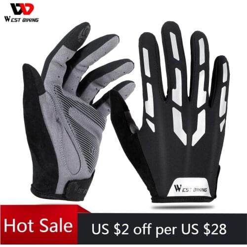 WEST BIKING Full Finger Cycling Gloves Touch Screen Summer Breathable Gloves MTB Bicycle Sports Motorcycle Men Women Gloves