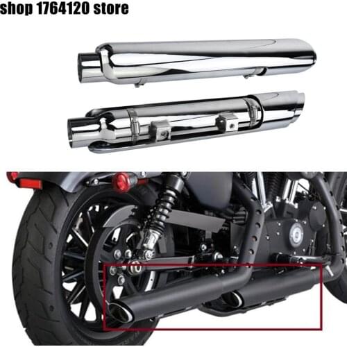 Motorcycle Exhaust Pipe Muffler Slip-On W/ Heat Shield Shortshots Exhaust Pipes For Harley Sportster XL 883N Iron XL1200 48