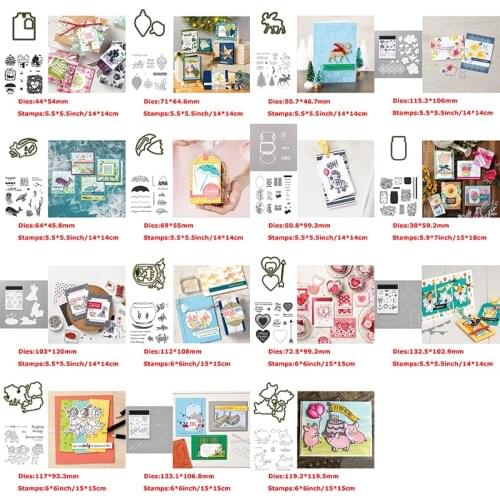 Cutting Dies match Clear Stamps Set Label Tag Reindeer Fish Pig Umbrella Can Love Heart Ornament DIY Craft Cards 2021 New #1