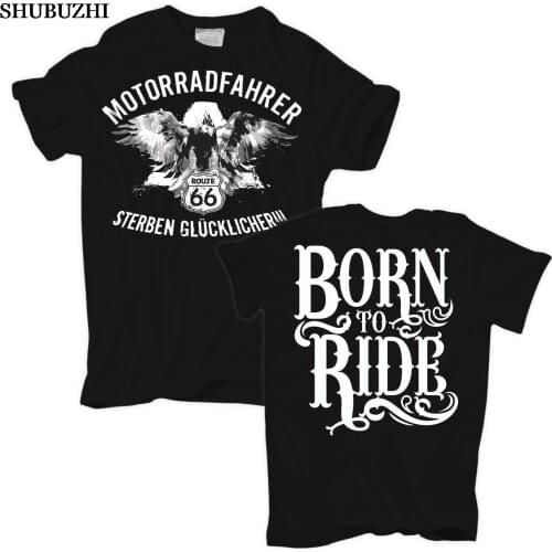 Funny Clothing Casual Short Sleeve Tshirts T-Shirt Motorcycle Rider Die Lucky 66 Motorcycle Motorcycles Custom Chopper T-shirt