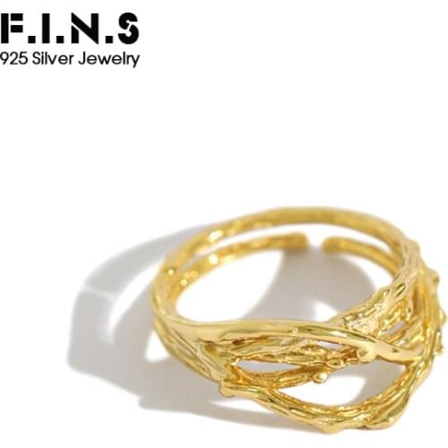 F.I.N.S Korean S925 Sterling Silver Ring INS Irregular Concave Hollow Ring Unique Silver 925 Ring Female Costume Jewelry