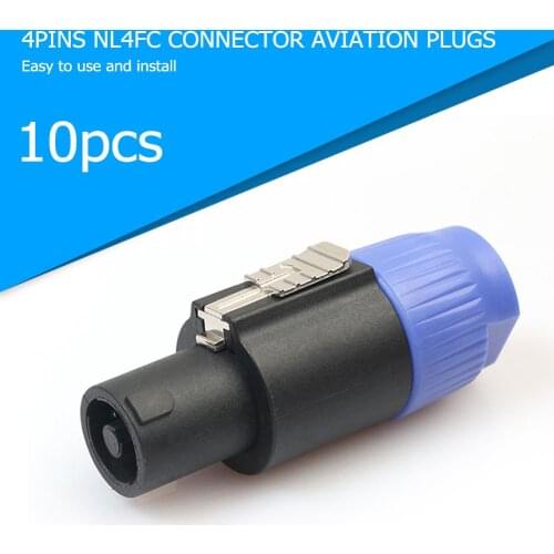 10Pcs/Lot 4-Pole 4Pin NL4FC Connector Ohm Plug Speaker Audio Cable Plug Adapter 4 Pin Speakon Female Jack Accessories