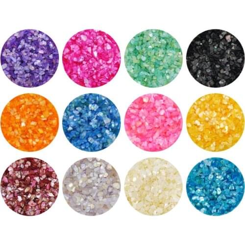 12 Colorsx Crushed Shell Powder 12 pots in 1 Nail Art Glitter Shell powder set for DIY Handmade & UV-Gel Nail Art Decor