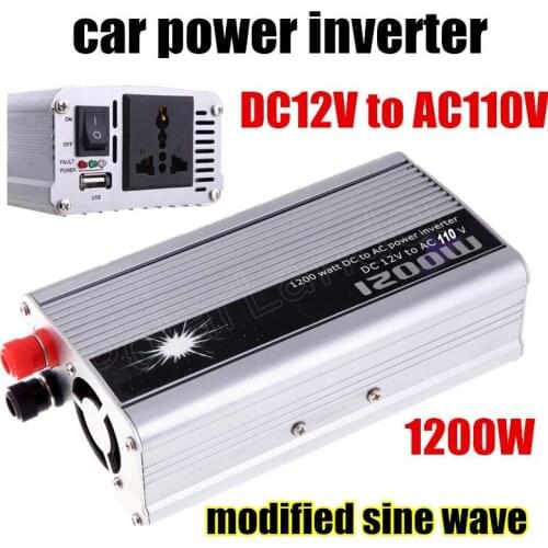 1200W WATT DC 12V to AC 110V Portable Car Bus Motorcycle Voltage Power Inverter Converter Adapter Charger Converter Transformer