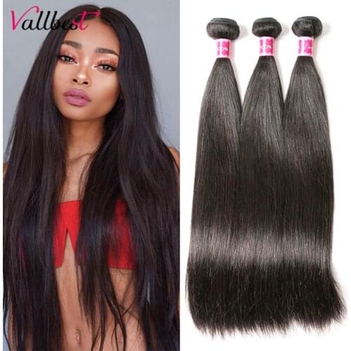 Vallbest Straight Hair Weave Bundles 1/3/4 Pcs Peruvian 100% Human Hair Weft Bundles 8-30inchs Nature Black Remy Hair Extensions