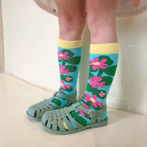 3 Pairs Lot Kids Cotton Knee High Socks Spring Summer Toddler Children Girls Boys Cute Lattice Funny Long Sock Baby Accessories