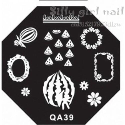 Nail art stamp stamping image template new sexy fashion long reusable watermelon QA 39