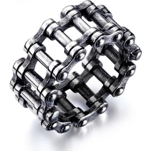 Trendy boy motorcycle chain boy ring punk rock link mens motorcycle party ring high quality fashion jewelry