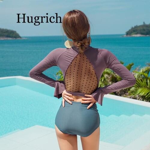 Swimming Suits Rash Guard Tankini Long Sleeve Swimsuit Women Beach Diving Lycra Surf Swimwear Teenage Korean Rashguards Bikini