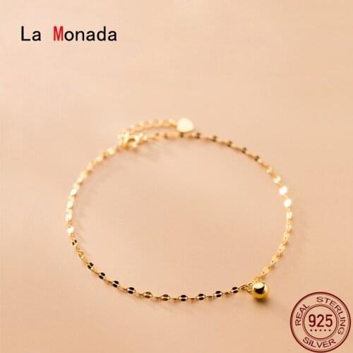 La Monada 22.5cm Bracelets For Women Silver 925 Sterling On Hand Minimalist Chain Ball Fine Silver 925 Jewelry Bracelet Woman